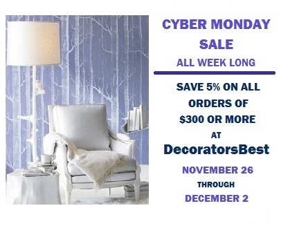 Cyber Monday Sale DecoratorsBest - Save 5% On All Orders Of $300 Or More November 26 through December 2 Interior Decor Holiday