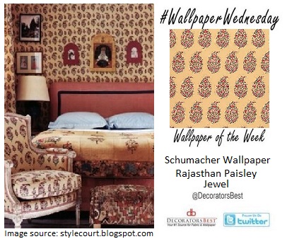 schumacher wallpaper wednesday paisley upholstery colonial decor interior design home inspiration